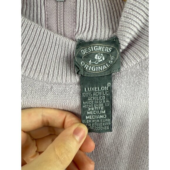 Women’s Designers Originals Petite Medium Mauve Long Sleeve Sweater with Back Zi - Picture 5 of 6